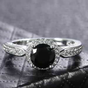 NEW 925 Black Sapphire Round Cut Size 8
